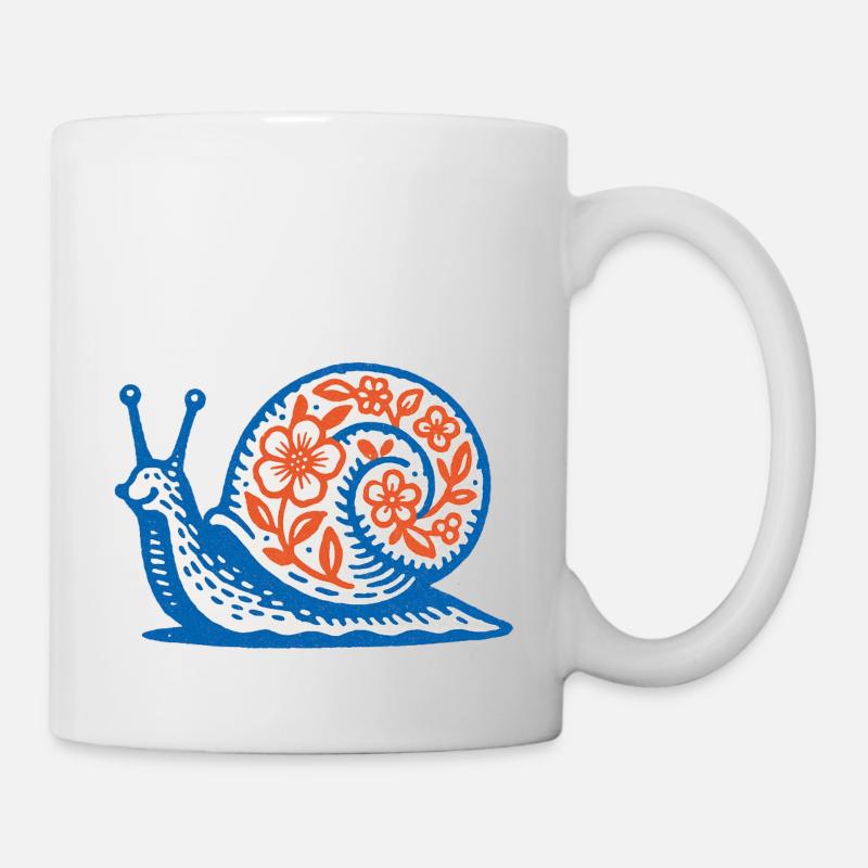 Escargot rétro bleu et rouge - Mug blanc - blanc