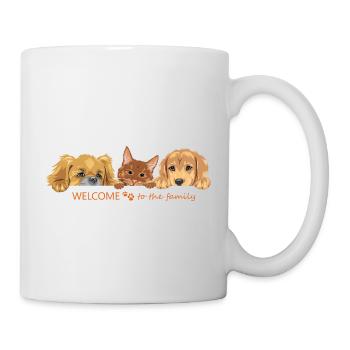 Peeking cute ginger cat and two dogs - Mug - white - Right