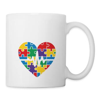 Puzzle coloré coeur motif de battement de cœur - Mug blanc - blanc - Droite