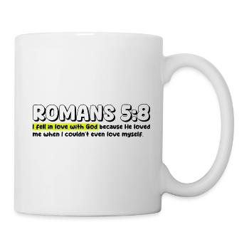 Römer 5:8 | Bibelzitat - Tasse - Weiß - Rechts