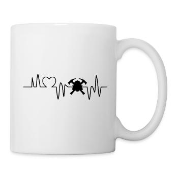 battement de cœur pompier service d'incendie - Mug blanc - blanc - Droite