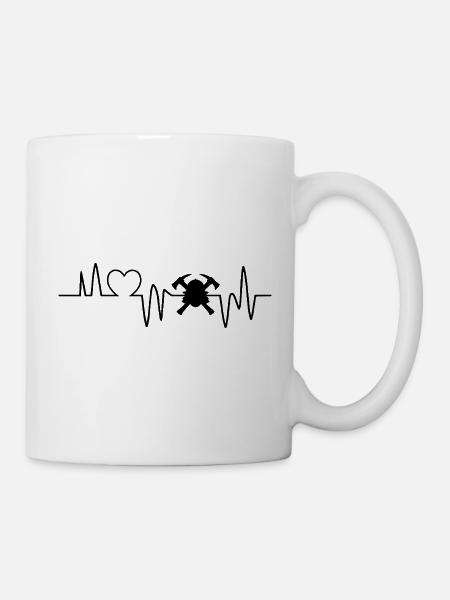 Herzschlag Feuerwehrmann Feuerwehr - Tasse - Weiß