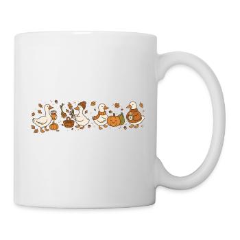 Herbstliche Gänse mit Kürbis und Dekoration - Tasse - Weiß - Rechts