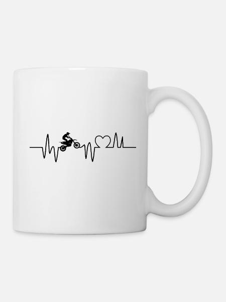 Motocross Herzschlag Enduro Bike Motorrad - Tasse - Weiß