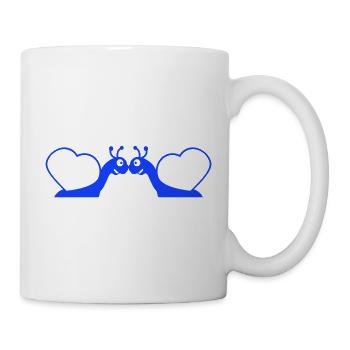 2 escargots couple coeur doux amour romantique baiser - Mug blanc - blanc - Droite