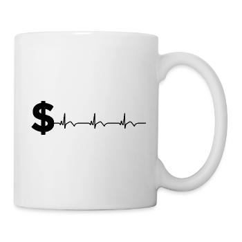 Signe dollar $ ECG Battement de cœur - Mug blanc - blanc - Droite