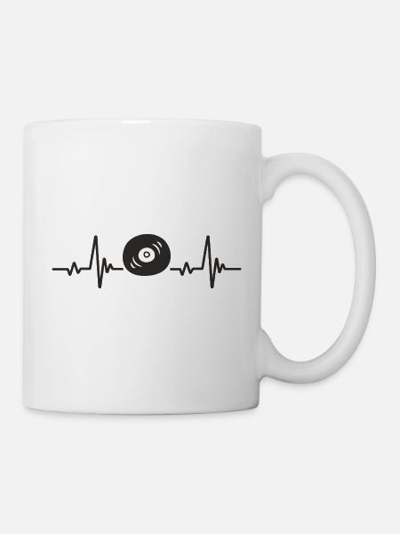Vinyl-Schallplatte Retro-Musik Rhythmus Herzmelodie - Tasse - Weiß