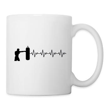 Boxer Boxerin Boxsack Boxen EKG Herzschlag - Tasse - Weiß - Rechts