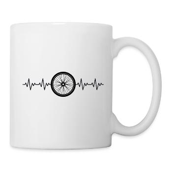 Bicycle Wheel Tire Biker ECG Heartbeat - Mug - white - Right