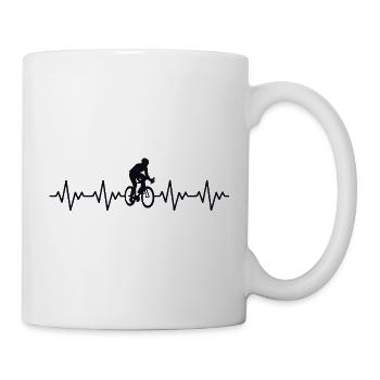 Bicycle Road Bike ECG Heartbeat Heart Rate - Mug - white - Right