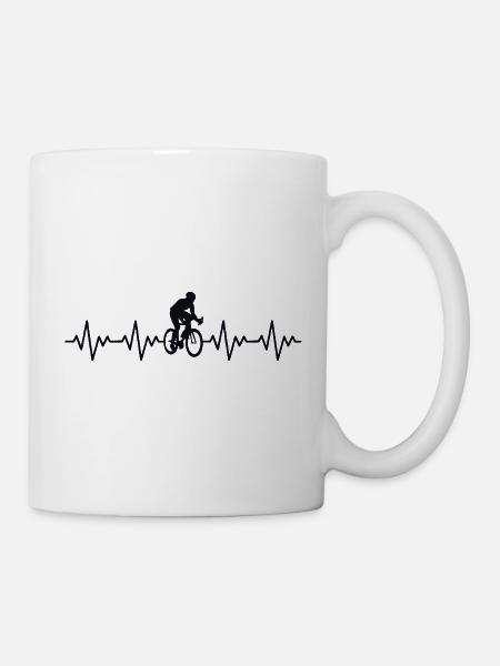 Fahrrad Rennrad EKG Herzschlag Herzfrequenz - Tasse - Weiß