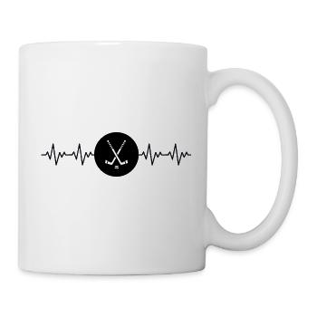 Hockey Stick Hockey Player ECG Heartbeat - Mug - white - Right