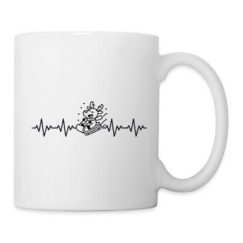 Christmas Sleigh Reindeer ECG Heartbeat - Mug - white - Right