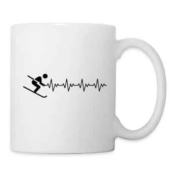 Skieur Skieur Ski ECG Battement de cœur - Mug blanc - blanc - Droite