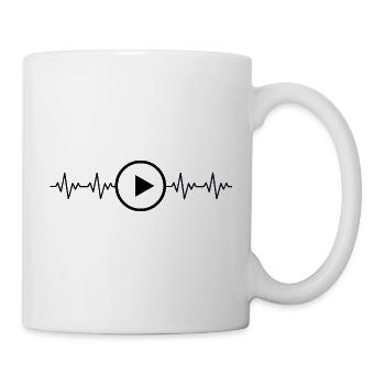 Video Play Knopf Gamer Gamerin EKG Herzschlag - Tasse - Weiß - Rechts