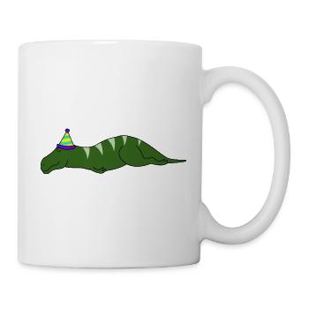 Funny Sleeping Dinosaur Party Hat Birthday Lazy - Mug - white - Right