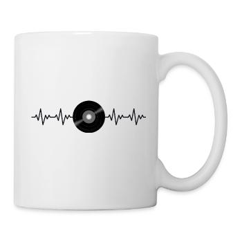 Vinyl Record Retro ECG Heartbeat - Mug - white - Right