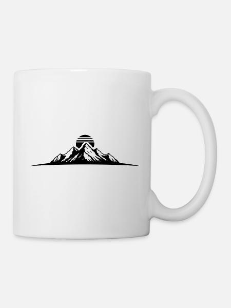 Berge Gipfel Silhouette - Tasse - Weiß