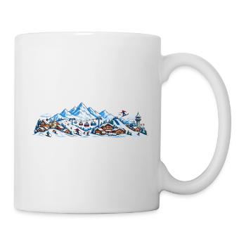 Alpine winter village with gondolas - Mug - white - Right