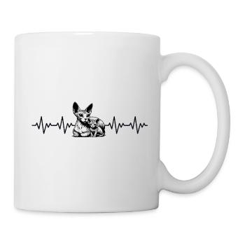 Sphynx Katze EKG Herzschlag - Tasse - Weiß - Rechts