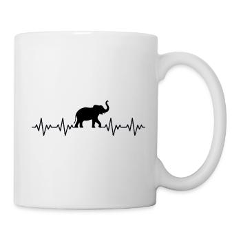 Elefant EKG Herzschlag - Tasse - Weiß - Rechts