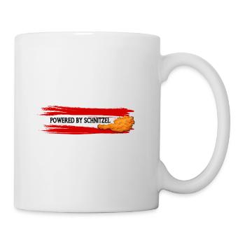 Powered By Schnitzel Österreich Humor Shirt - Tasse - Weiß - Rechts