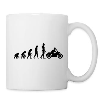 EVOLUTION: VOM AFFEN ZUM MOTORRADFAHRER! - Tasse - Weiß - Rechts