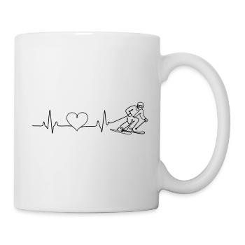Ski, Amour, Pulsation, Battement de cœur - Mug blanc - blanc - Droite