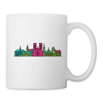 Lund City Skyline Kathedrale Moderne Linienkunst - Tasse - Weiß - Rechts