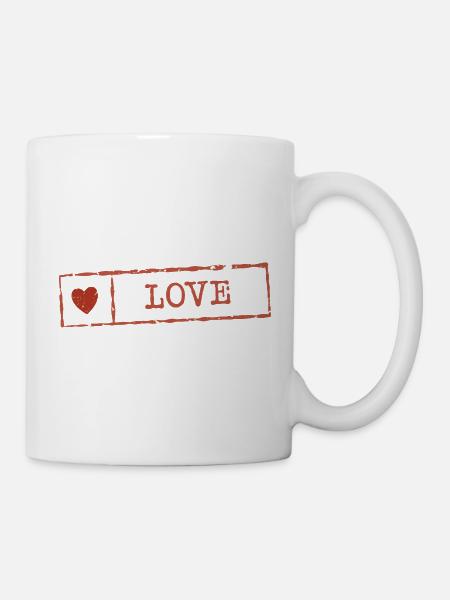 Rustikaler Herz-Liebesstempel - Tasse - Weiß
