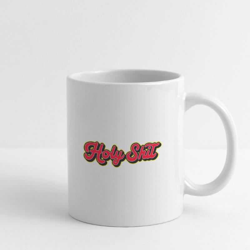Holy Shit 3D Red Script Mug blanc