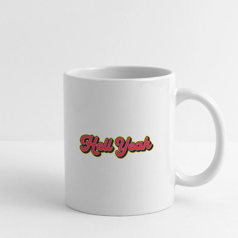 Hell Yeah 3D Retro Script Mug blanc
