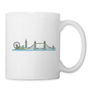London City Skyline Tower Bridge Line Art - Tasse - Weiß - Rechts