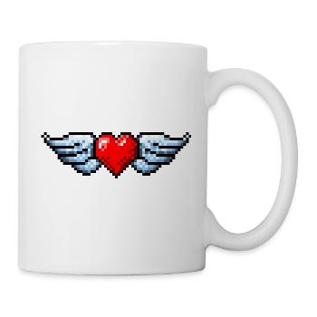Cœur ailé rétro pixel art - Mug blanc - blanc - Droite