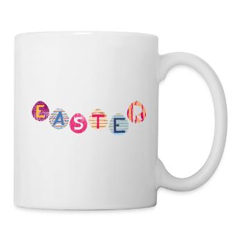 Easter letters on colorful eggs - Mug - white - Right