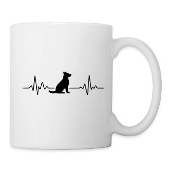 Herzschlag Takt EKG Hund Heartbeat Shirt Geschenk - Tasse - Weiß - Rechts
