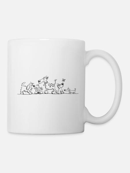 Motif de chien drôle avec chiens de dessins animés - Mug blanc - blanc
