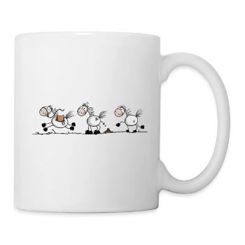 Lustiges Pferde Strichmännchen Pferdmotiv  - Tasse - Weiß - Rechts