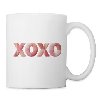 XOXO Patchwork Spruch Kuss Umarmung - Tasse - Weiß - Rechts