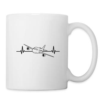 Airplane With Heartbeat Airplanes Love - Mug - white - Right