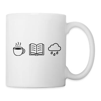 Café, livres et pluie - Mug blanc - blanc - Droite