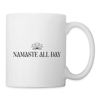 Namaste All Day Lotus - Boho Yoga Meditation Desig - Mug - white - Right