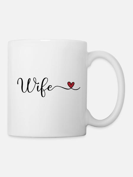 Ehefrau-Herz-Typografie - Tasse - Weiß