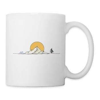 Mountain landscape: cyclists and sun - Mug - white - Right