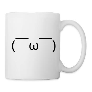Zufriedenes Emote (￣ω￣) entspanntes Grinsen - Tasse - Weiß - Rechts
