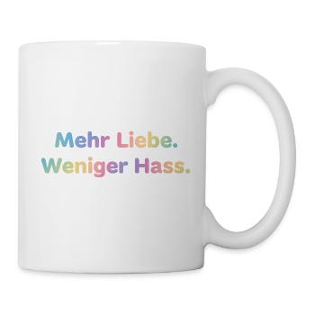 Mehr Liebe Shirt Sticker für Frauen und Männer - Tasse - Weiß - Rechts