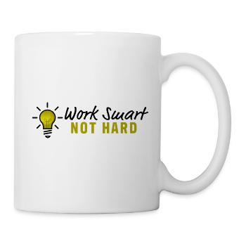 Work smart not hard - Glühbirne Design - Tasse - Weiß - Rechts