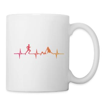 Trailrunning, Sonnenuntergangsherzschlag - Tasse - Weiß - Rechts