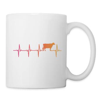 Kuh Sonnenuntergang Herzschlag Kuh Bauer - Tasse - Weiß - Rechts