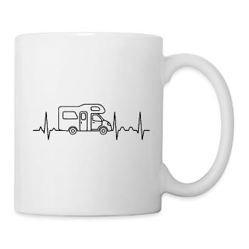Camping love with heartbeat and motorhome - Mug - white - Right